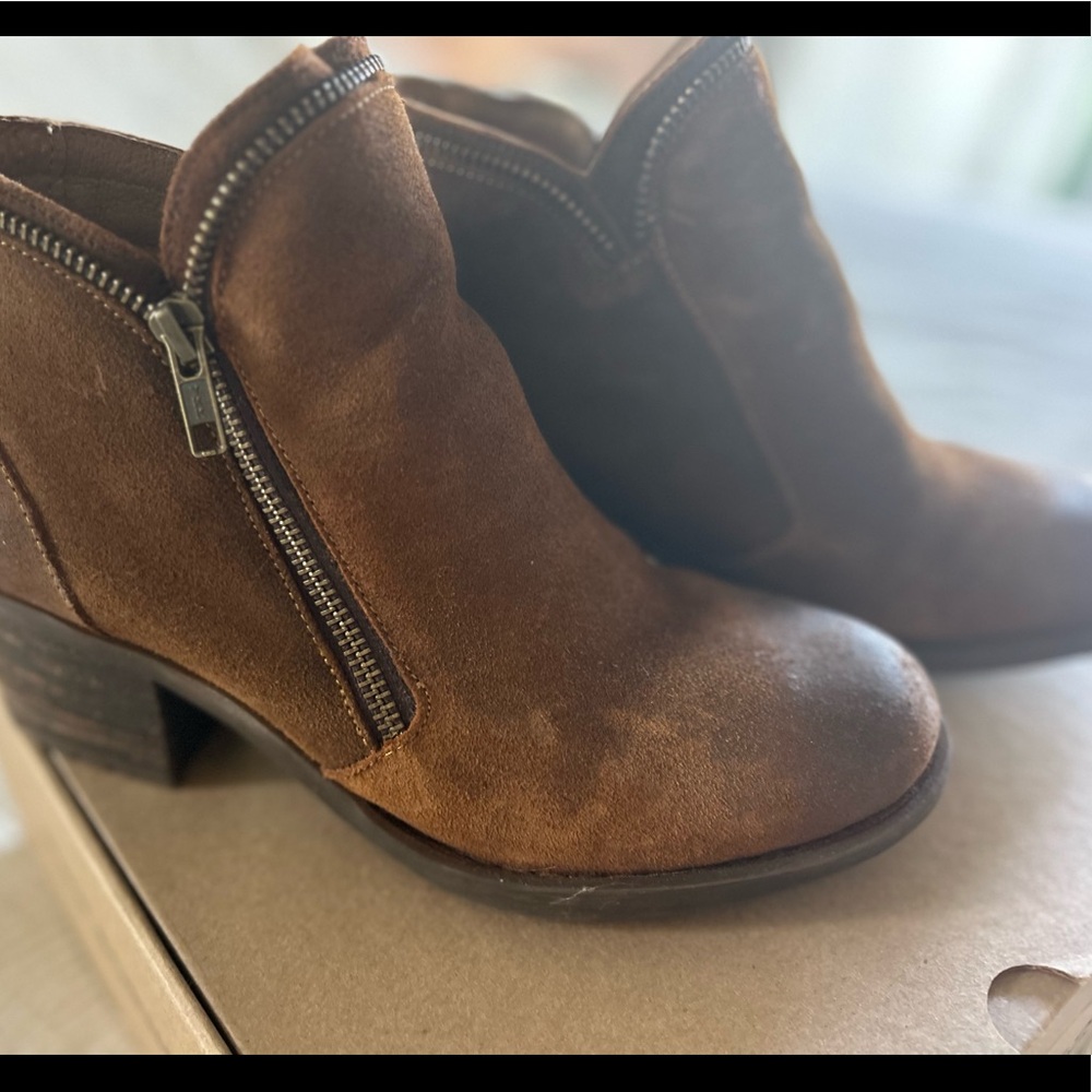 Brown Leather Distressed Booties